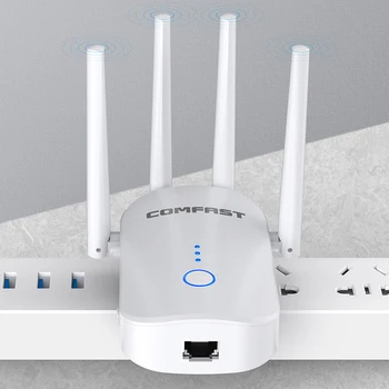 COMFAST CF-WR758AC Wi-Fi Ретранслатор 1200 Mbps Безжичен Wi-Fi Удължител Диапазон на Далечни разстояния с 4 Антени с висока печалба за Дома