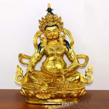 ДОБЪР 21 СМ Будизма Домашен магазин златна позлата КЪСМЕТ пари Богът на богатството Жълто Джамбала бог късмет статуя на Буда статуя латунная