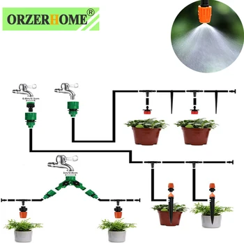ORZERHOME 30 М Система за Капково Напояване на Растенията Комплект За Поливане на Интелигентна Система за Автоматично Поливане на Градината Растение Градина Таймер Капково Аксесоари