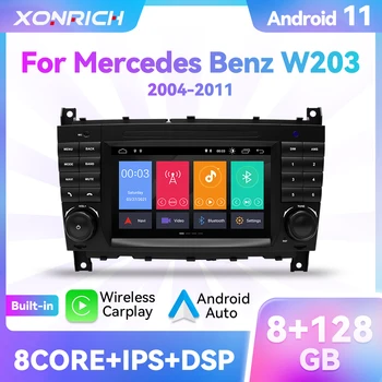8 + GB 128 GB Carplay Android 11 Автомобилен Радиоплеер За Mercedes/Benz W203 W209 W219 A-Class A160, C-Class C200 CLK200 RDS GPS 4G Wifi