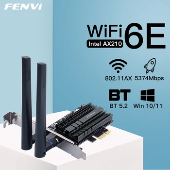 WIFI 6E 5374 Mbit/s Intel AX210 PCIe Безжичен WiFi Адаптер 2,4 G/5G/6 Ghz За Bluetooth 5,2 Wi-Fi, 6 Карти Настолен КОМПЮТЪР Поддръжка на Win 10/11