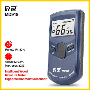Измерване на влажност на Дървесина RZ Индуктивен Измерване на Влажност на Дървесина Влагомер Детектор за Влажност на Дървесината Цифров Влага за Дърво 4 ~ 80% MD918-RZ