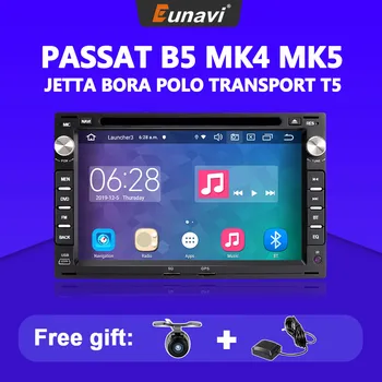 Eunavi 2 Din Android 10 Авто Радио, Мултимедиен Плейър За VW PASSAT B5 MK4 MK5 JETTA BORA, POLO TRANSPORT T5 2Din DVD GPS