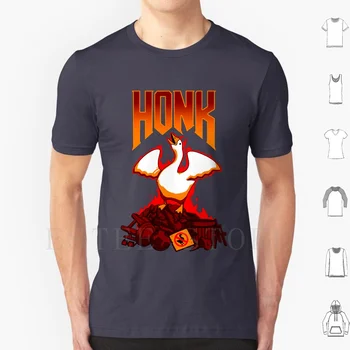 Тениска Honk САМ Голям Размер 100% Памук Видеоигри Геймър Онази Гъска Без Името на Doom Fuego Heavy Metal
