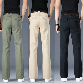 Мъжки ежедневни Панталони Micro Flare Корейски Свободни Мъжки Разкроена Ежедневни Панталони на Класически Дизайн Разкроена Панталони