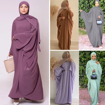 Дубай Кафтан Близкия Изток Мюсюлманин. → Рокля Свободна Жена Ислямска Облекло Ейд Рамадан Париер Облекло Джилбаб Абая Арабска Мода