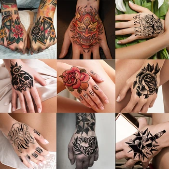 10 бр./лот, Ръчно татуировка е Временна татуировка, Стикер, ръка, Тотем, Ръка тигър, Рози Цвете, Фалшива флаш-татуировка на Ръката, боди арт, Момиче, Жени, Мъже