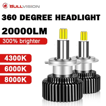 Bullvision H7 H11 9005 HB3 9006 HB4 led крушки за фар H1 9012 HIR2 20000/LM 360 градуса Сдс-Чип, Автомобилни Фарове 6000 До/От 8000 До/До 4300