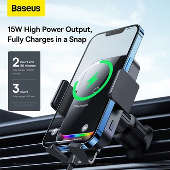 Baseus Qi 15 W Безжично Зарядно за Кола За Телефон, Държач Скоба Бързо Зареждане стойка За Samsung iPhone Кола за Монтиране на Телефона