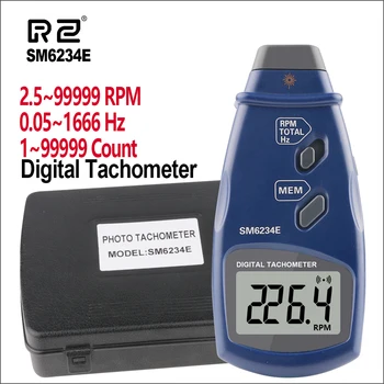 RZ Цифров лазерен Тахометър Ръчно безконтактен Фотоелектричния Лазерен Оборотомера Метър оборота в минута Инструменти за измерване на Скорост на SM6234E