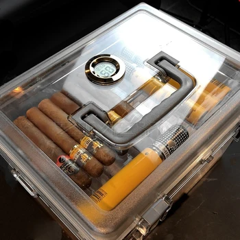 Голям капацитет 80 пръчици За Пури Запечатани Кутия за Преносим Прозрачна Акрилна Humidor професионална кутия за пури