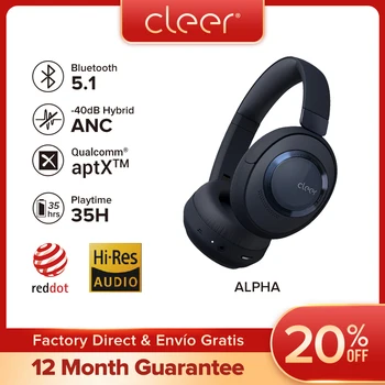 Cleer Alpha Висококачествени слушалки ANC с шумопотискане Hi-Res Аудио Bluetooth 5,0 40 мм Драйвер Type-C Бързо зареждане на Хибридни слушалки ANC