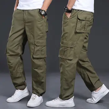 Работни Панталони Карго Мъжки Класически Широки Армейските Зелени Панталони С Много Джобове Улични Тактически Панталони Прави Панталони Всеки Ден