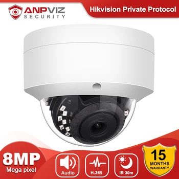 Anpviz 8MP 4K Hikvision Съвместима PoE IP Камера Външна Сигурност IR 30 М Нощно Виждане Аудио за ВИДЕОНАБЛЮДЕНИЕ Камера за Видеонаблюдение H. 265