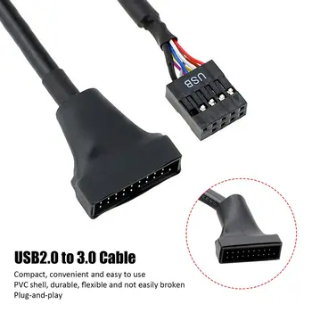 2 БРОЯ USB 3.0 20-пинов Конектор за свързване към USB 2,0 9-Пинов Конектор дънната платка Кабел-Адаптер За USB3.0 Серия Конвертор ABS Линия