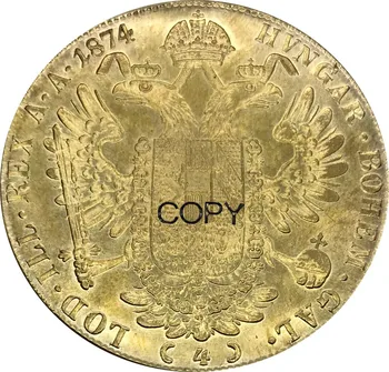 Австрийският 4 Дуката Франц Йосиф I 1874 Златна монета Месингови и Метални Копирни монети