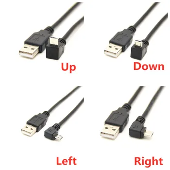 90 Градуса Нагоре Надолу Наляво под Прав Ъгъл Micro USB Включете към USB 2.0 съединители за Зареждане на Данни Кабел за телефон Android таблет