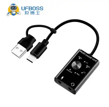 НОВА Външна Звукова Карта USB 2.0 Type-C с Жак 3.5 мм за слушалки, Микрофон, Аудиоадаптера за Mac Linux Androi, USB Аудиокарты