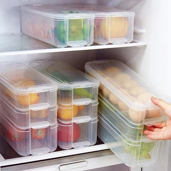 Хладилник, Кутии За Съхранение на Хранителни Продукти годни за консумация, Контейнери с Капак за Кухненско Хладилни Шкафа фризер Кутия За Съхранение Органайзер