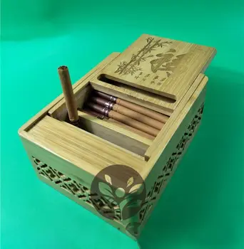Натурален Бамбуков Дървена Автоматично Поп Портсигар Творчески Квадратен Кутия За Съхранение на Тенис на Прес Авто-Количеството за дължина 84 мм, 96 мм