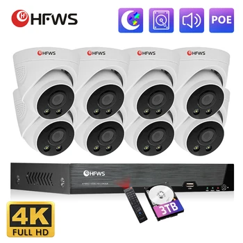 HFWVISION 4 ДО 8CH Система охранителна Камера 8MP HD Регистратори Комплект за Видеонаблюдение Закрит Nvr Комплект Poe IP Камера за Видеонаблюдение